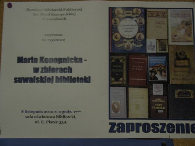Wystawa pt. &quot; Maria Konopnicka - w zbiorach suwalskiej biblioteki&quot;