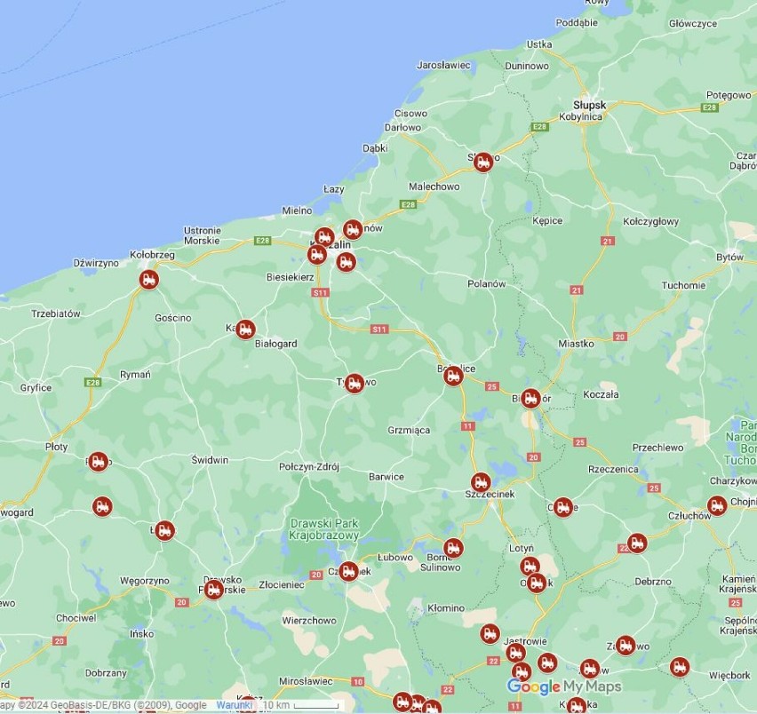Aktualna mapa protestów rolniczych w naszym regionie