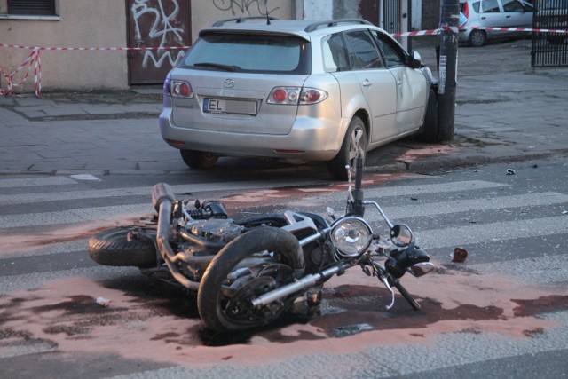 Wypadek na Kilińskiego. Motocyklista zderzył się z samochodem osobowym