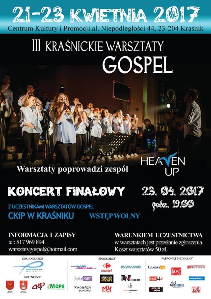 III Warsztaty Gospel w Kraśniku
Warsztaty rozpoczną się w...