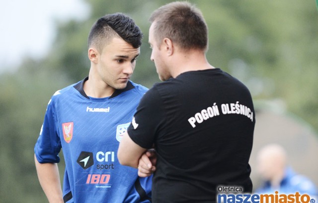 Napastnik Pogoni Oleśnica Piotr Kotwa z powodu kontuzji nie zagrał w sparingu GKS-u