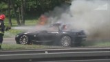 Sportowe BMW spłonęło na Wisłostradzie [ZDJĘCIA,WIDEO]