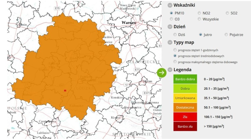 Komunikat o ryzyku przekroczenia poziomu alarmowego pyłu...