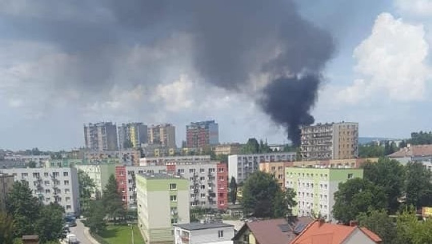 Słup dymu nad Kielcami.