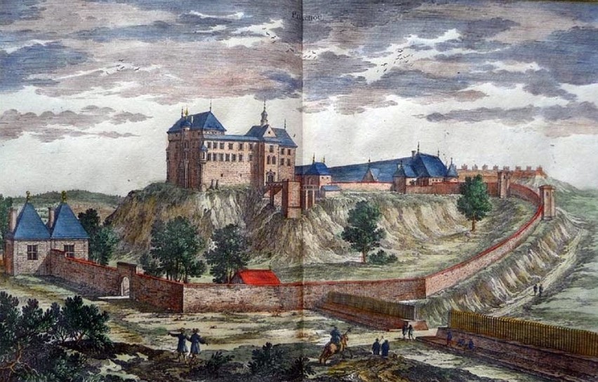 Lata 1640-1670, Zamek w Pińczowie. Wersja w kolorze.