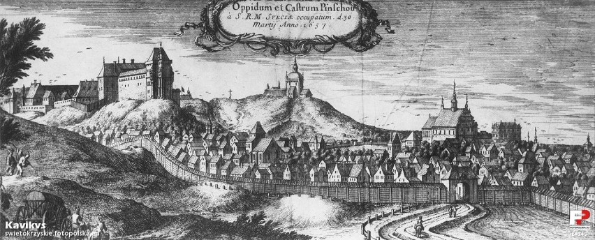 1657, Panorama Pińczowa. Akwaforta Erika Dahlbergha
