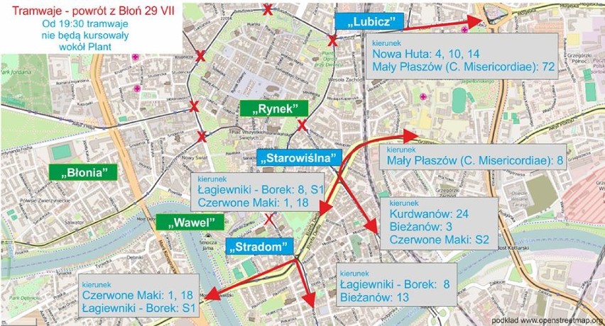  ŚDM 2016 w Krakowie. Od godz. 22 będą nowe trasy tramwajów