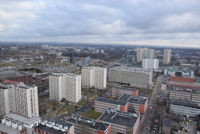 Katowice z 27 piętra Altusa, 5 lutego 2020