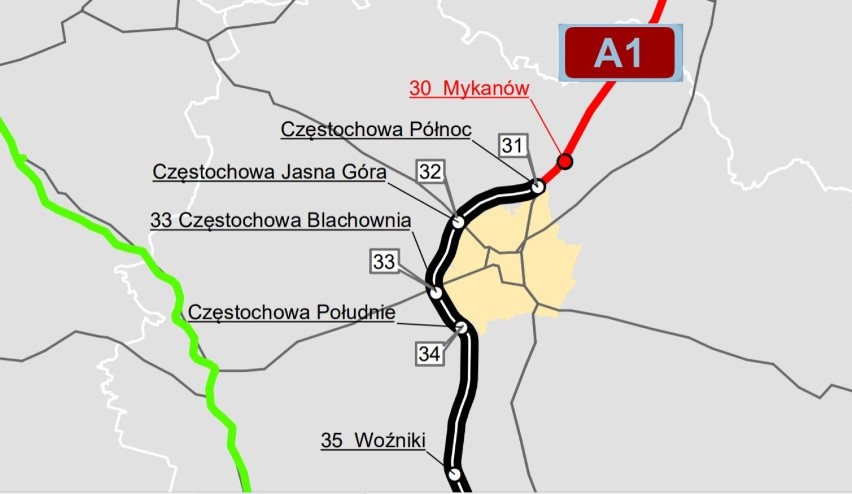 Inne nazwy węzłów autostradowych. Dlaczego Rząsawa ustąpiła miejsca Częstochowie Północ?