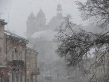 Pierwsze w tym roku opady śniegu w Chełmie