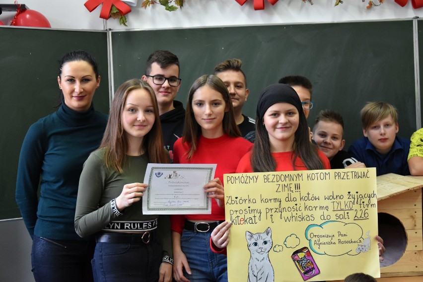 Pomóżmy kotom przetrwać zimę, akcja uczniów SP 10 w Legnicy.