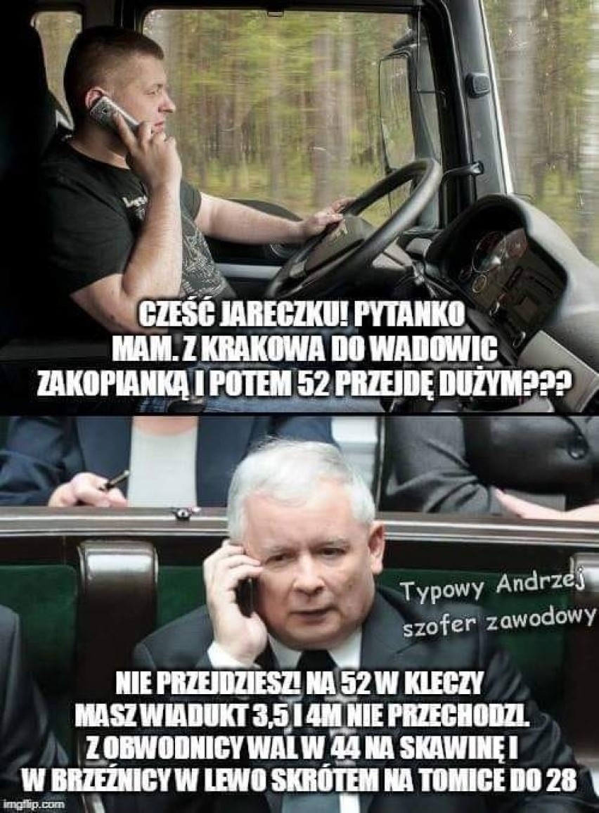 Kaczyński lepszy niż kierowca TIRa MEMY: Znam polskie drogi...