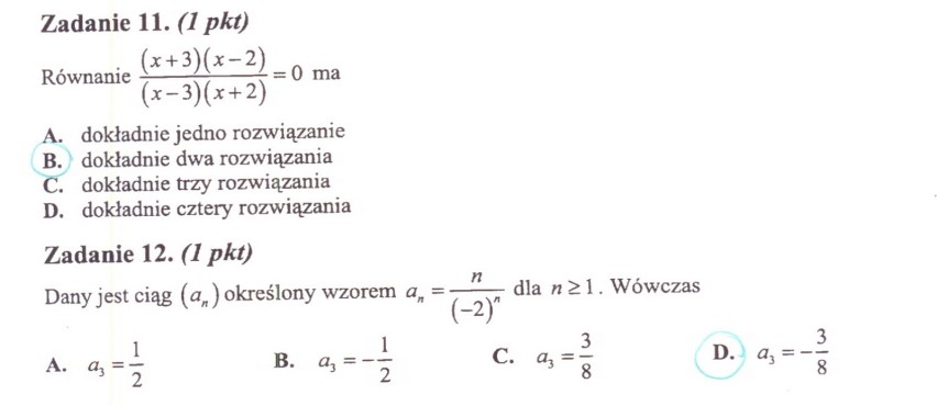 Matura poprawkowa z matematyki 2012 - odpowiedzi