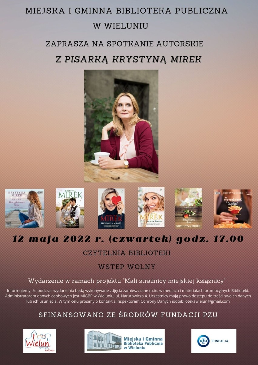 Spotkanie z pisarką Krystyną Mirek w wieluńskiej bibliotece 