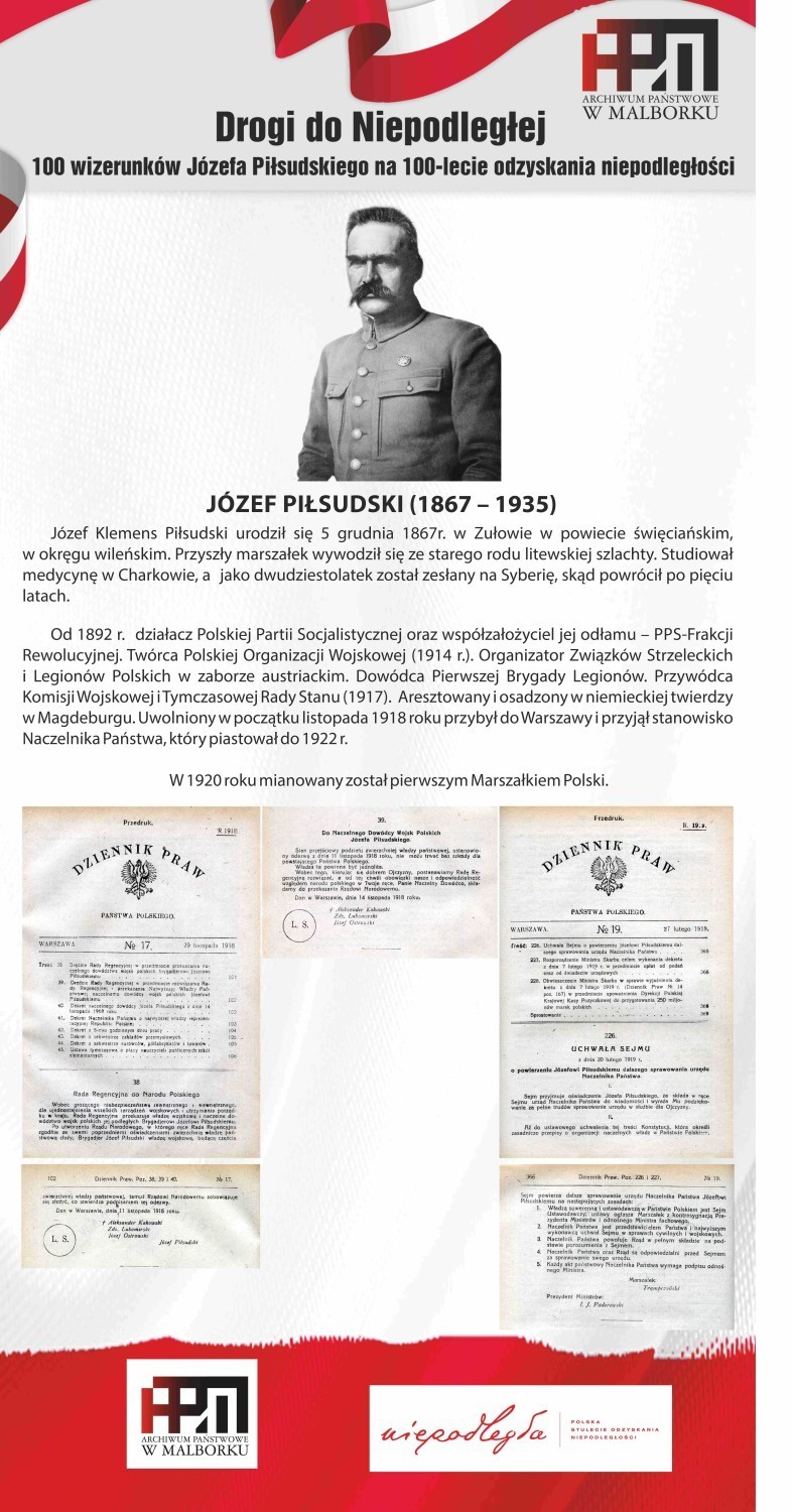 Malbork. Plenerowa wystawa o Józefie Piłsudskim - do oglądania zaprasza Archiwum Państwowe