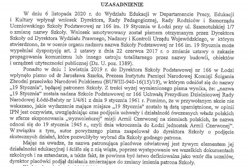 Dlaczego SP nr 166 wybierała sobie nowe imię? Łódzki Urząd...