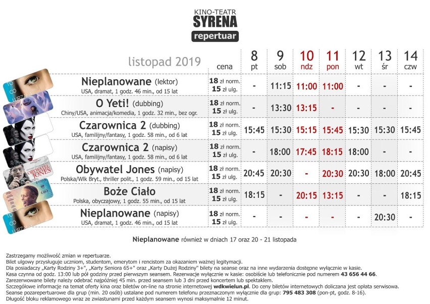 Repertuar kina Syrena w Wieluniu od 8 do 14 listopada [ZWIASTUNY]