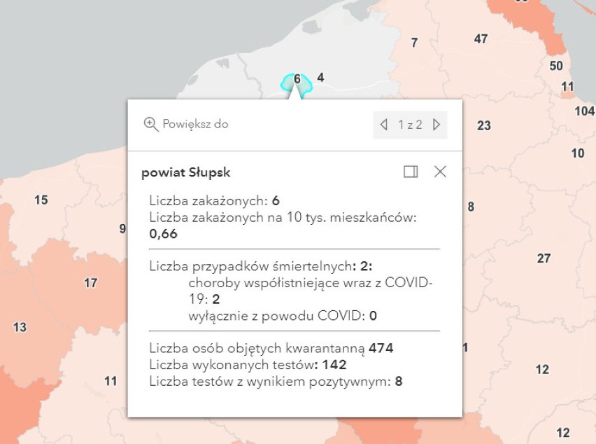 Pandemia. Powiat sławieński w dniu 20.04.2021 jednym z miejsc w Polsce, gdzie najmniej zakażeń