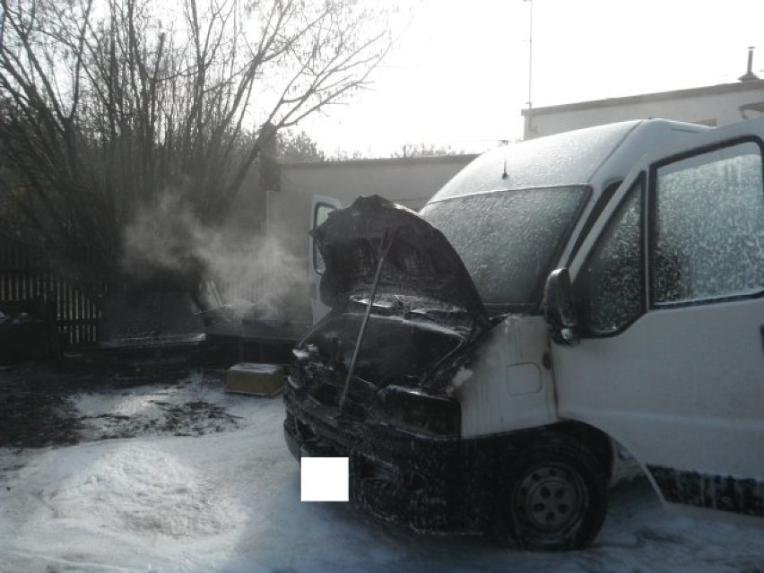 Pożar samochodu dostawczego w Lublińcu 25.02.2019.