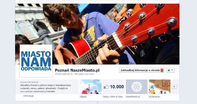 Poznań Nasze Miasto  na Facebooku lubi 10 tys. osób