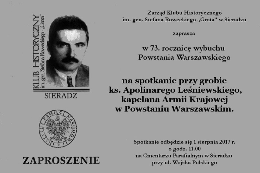 Obchody 73. rocznicy Powstania Warszawskiego w Sieradzu. Uroczystość i spotkanie