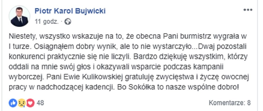 Wybory samorządowe 2018. Prowadzili kampanię na FB, teraz tam dziękują wyborcom (screeny)