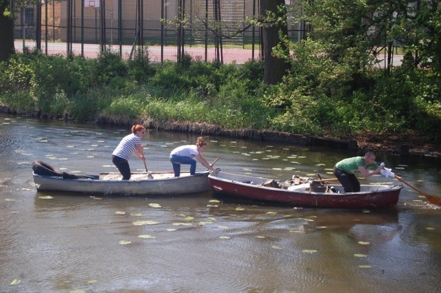 Sprzątanie rzeki Tugi w Nowym Dworze Gdańskim