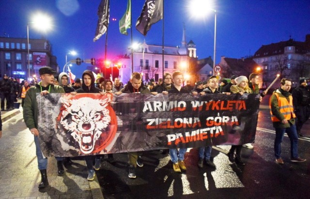 Zielonogórski marsz Młodzieży Wszechpolskiej ku czci Żołnierzy Wyklętych