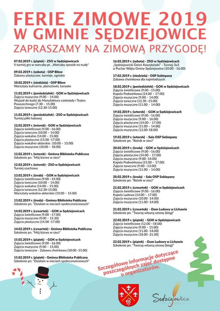 Jakie propozycje na ferie mają w gminach Buczek i Sędziejowice?