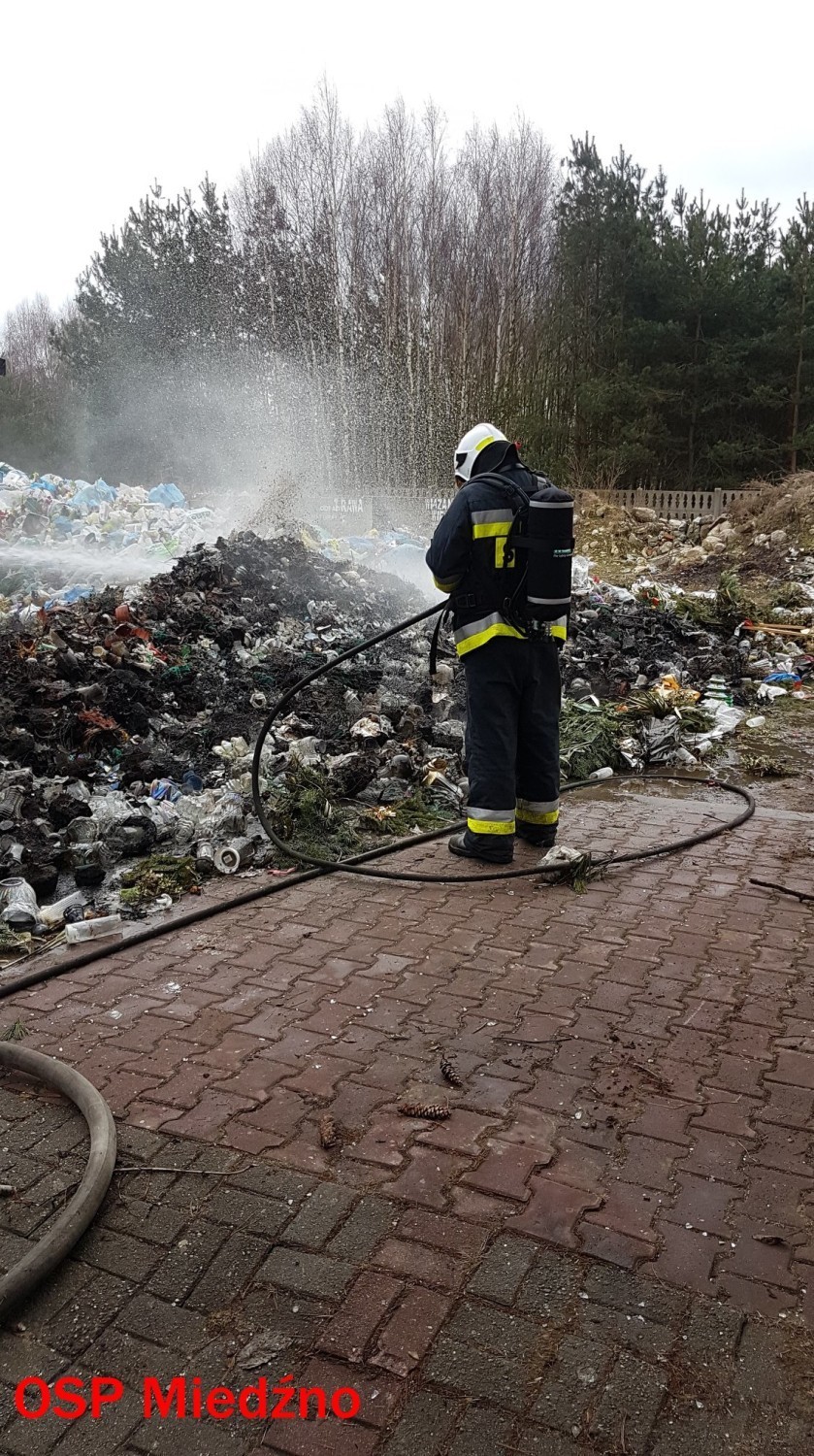 Pożar śmieci przy cmentarzu w Miedźnie. Mieszkańcy już dawno zgłaszali problem wysypiska FOTO