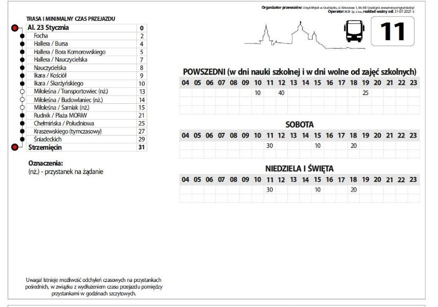 Rozkłady jazdy autobusów MZK Grudziądz obowiązujące od 31...