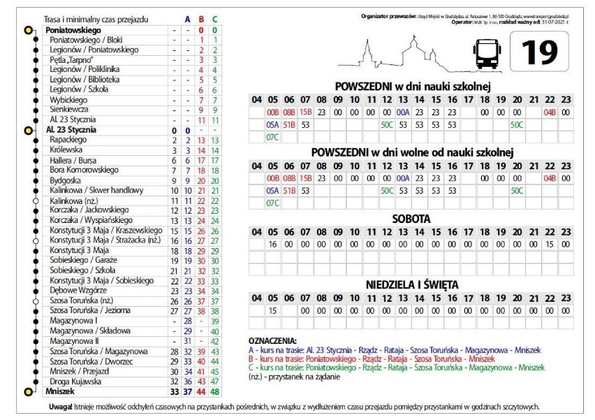 Rozkłady jazdy autobusów MZK Grudziądz obowiązujące od 31...