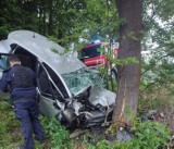 Śmiertelny wypadek w Nowym Sączu. Samochód roztrzaskał się o drzewo. 56-letni kierowca nie żyje 