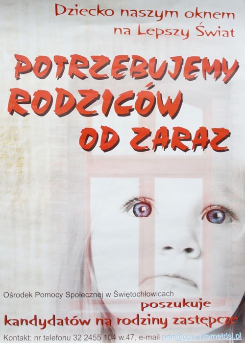 Świętochłowiczan do tworzenia rodzin zastępczych zachęca plakat