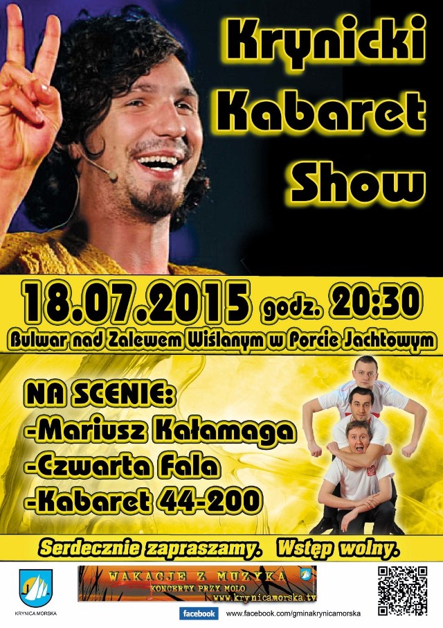 Krynica Morska. W najbliższa sobotę (18 lipca) odbędzie się nad Zalewem Wiślanym w Krynicy Morskiej "Kabaret Show". Rozpoczęcie o godzinie 20.30.