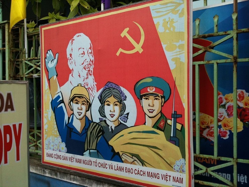 Propagandowy plakat w wietnamskim mieście Da Nang