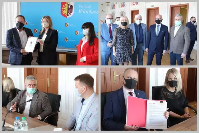 Podpisanie umów na dofinasowanie budowy instalacji fotowoltaicznych na budynkach jednostek organizacyjnych powiatu włocławskiego, lipnowskiego i we Włocławku.