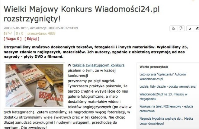 Konkurs, jak widać, ma już długą tradycję :)