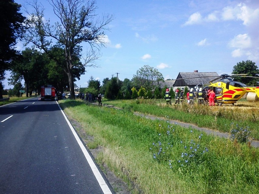 Wypadek motocyklisty w Kosztowie