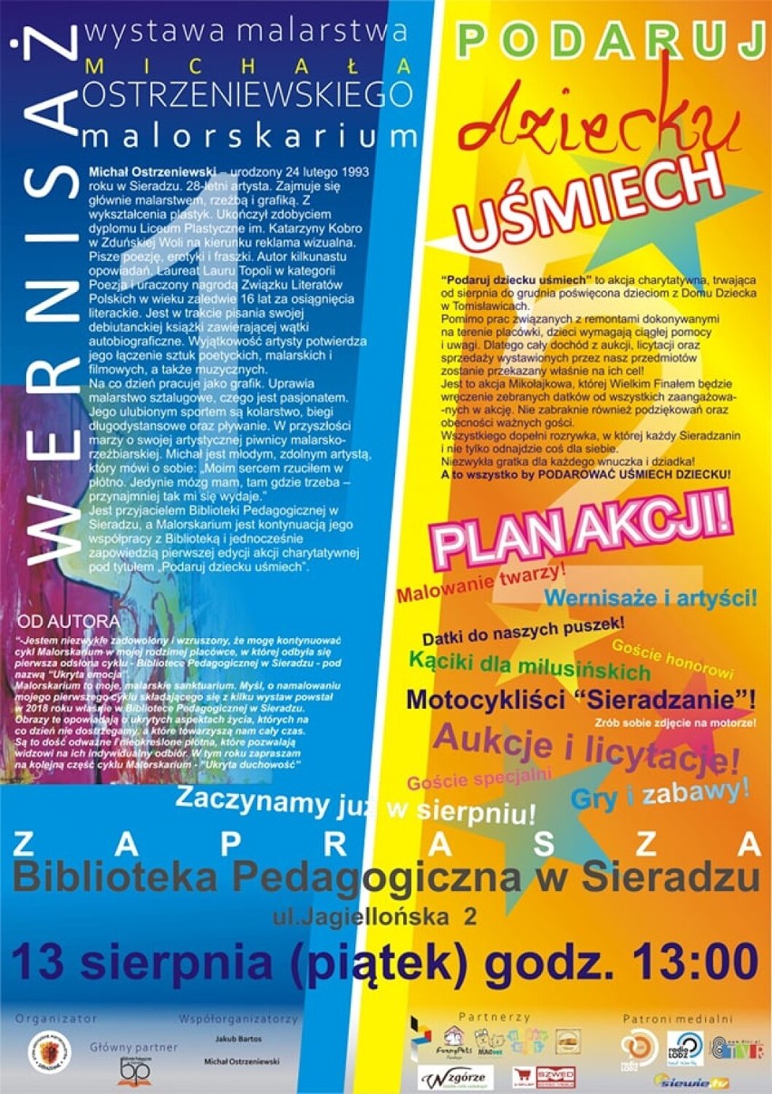 W Sieradzu rusza akcja „Podaruj dziecku uśmiech”. Początek w piątek 13 sierpnia od wystawy malarstwa Michała Ostrzeniewskiego ZDJĘCIA