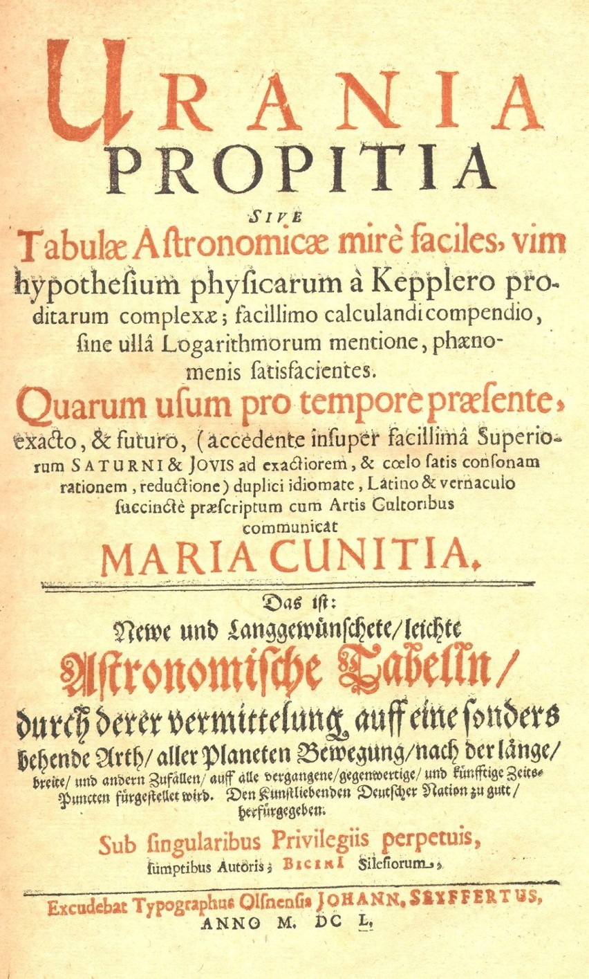 „Urania propitia” - dzieło świdnickiej astronom Marii Kunic już w Świdnicy! (ZDJĘCIA)