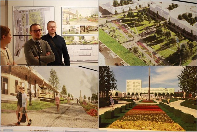 Tak wyglądają projekty koncepcji przebudowy placu Wolności we Włocławku. Otwarcie wystawy projektów w galerii Antresola w Centrum Kultury "Browar B." we Włocławku, 12 kwietnia 2023 roku.