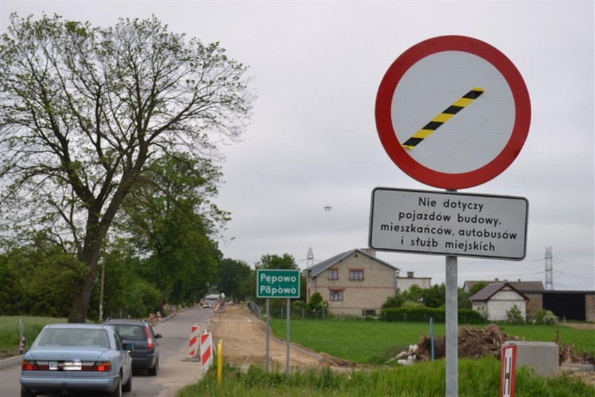 Zamknięta droga Żukowo - Pępowo od 29.05.2014