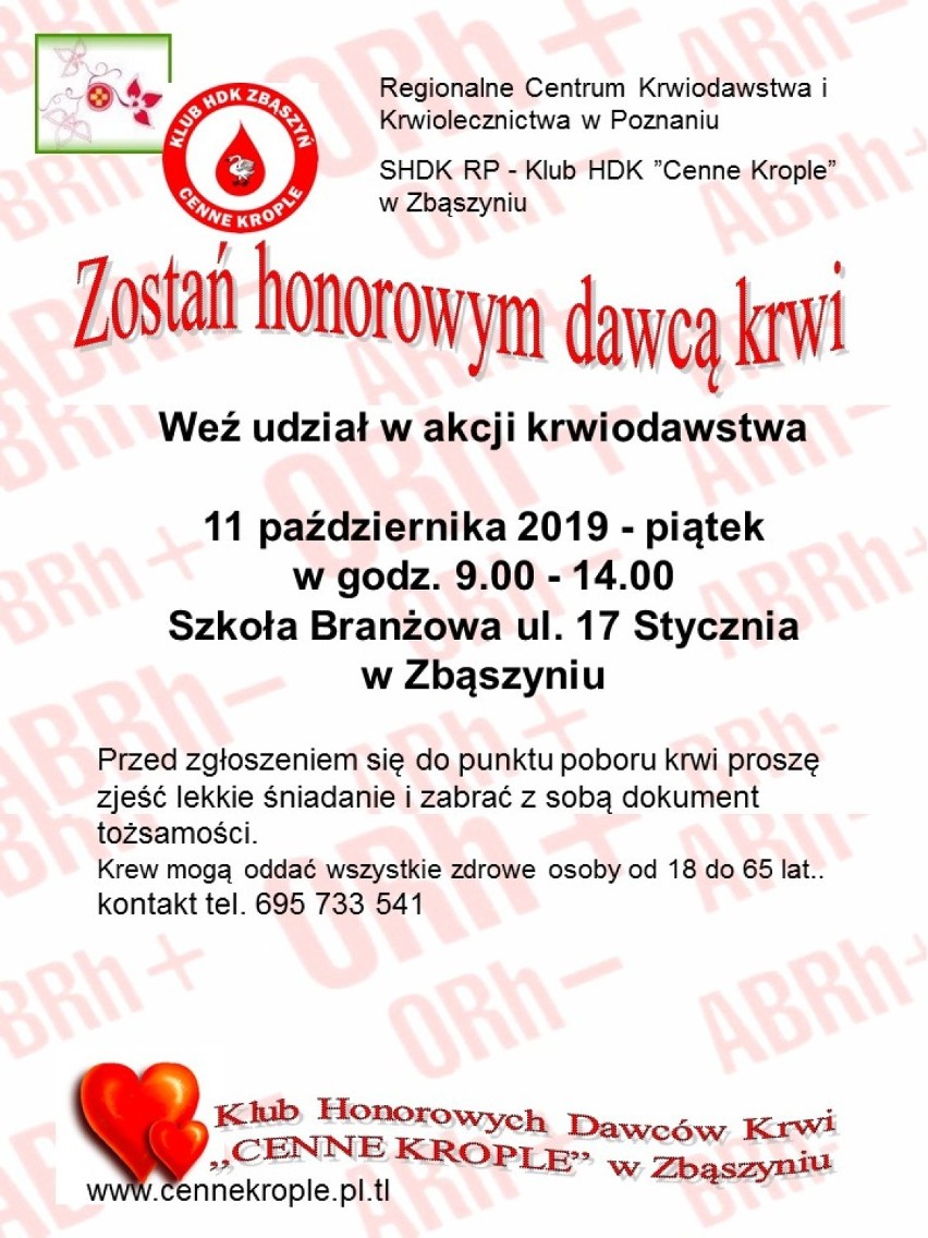 Dołącz do grona krwiodawców. Oddaj krew 11 października 2019