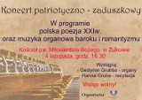 Koncert patriotyczno-zaduszkowy oraz występy recytatorskie w Żukowie w niedzielę, 4 listopada