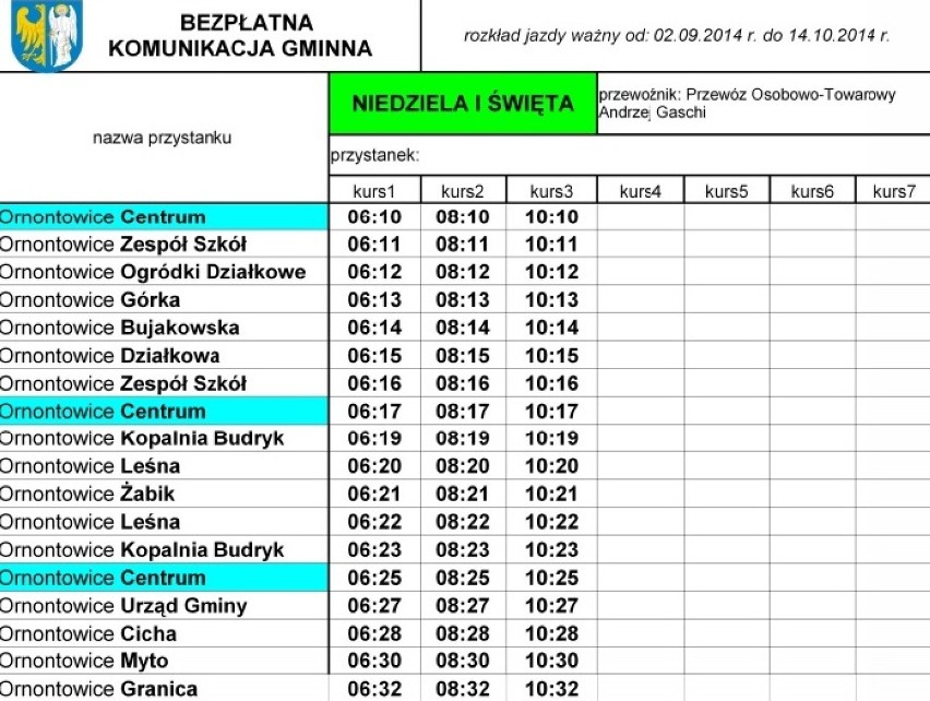 Ornontowice: bezpłatna komunikacja gminna