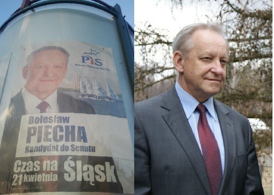 Na plakatach Bolesław Piecha jakby miał o kilka zmarszczek mniej niż w rzeczywistości