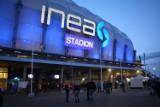 Inea Stadion - Olbrzymi napis na stadionie już podświetlony! [ZDJĘCIA]