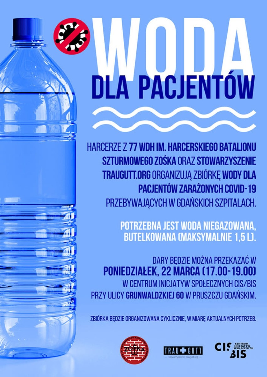 Harcerze z Pruszcza organizują zbiórkę wody dla pacjentów z COVID-19. O pomoc zaapelował chory druh z drużyny