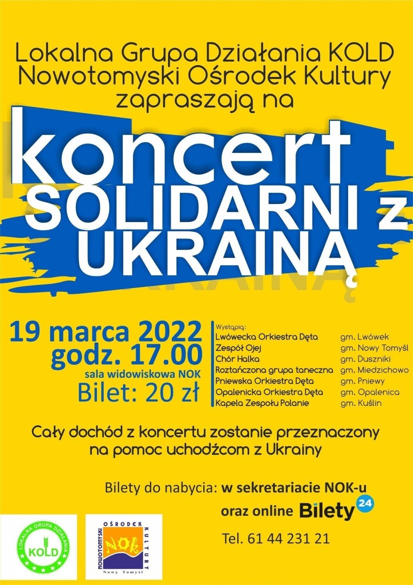Plakat koncertu "Solidarni z Ukrainą"
